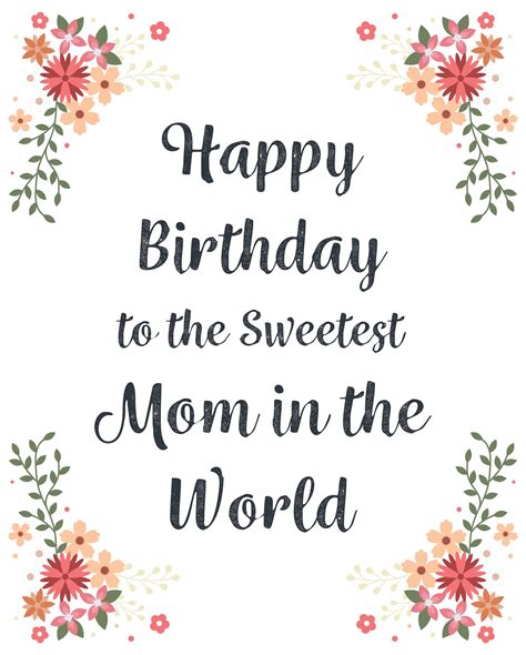 Happy Birthday Mom Cards Printable